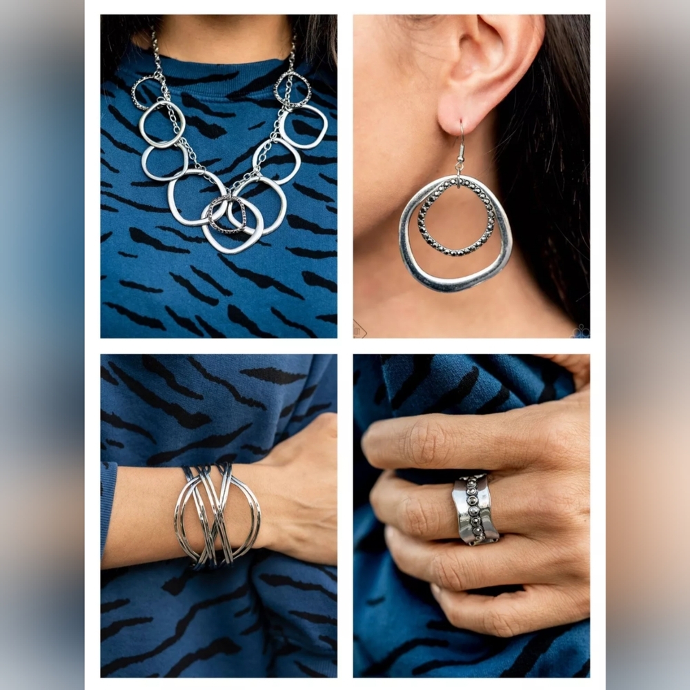 Magnificent Musings Silver Hematite Rhinestone Fashion Fix Set 6.21